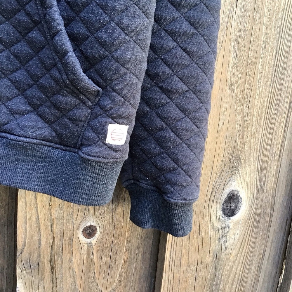 Marine Layer Corbet Quilted Full Zip Hoodie Men's Large Charcoal Gray Jacket - Picture 3 of 7